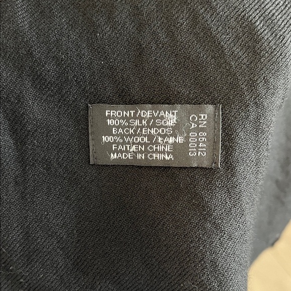 Vintage Silk Wool Black Brown Patterned Double Sided Scarf - Picture 6 of 7